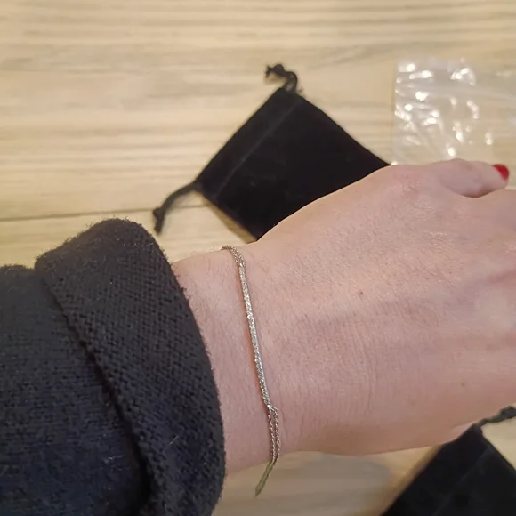 14k Solid White Gold Diamond Bar BraceletMacy's